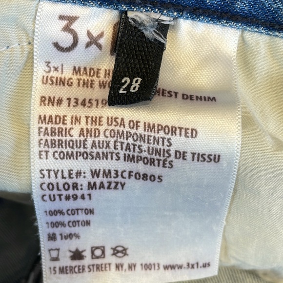 3x1 NYC Brand Distressed Fringe Jeans . Made in USA Great used condition . - Picture 5 of 7